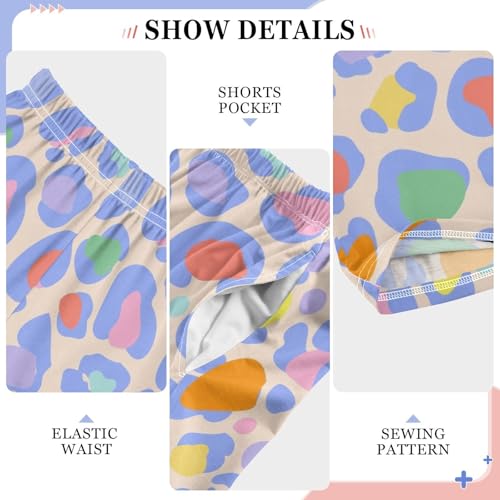 ZZXXB Watercolor Cheetah Print Boys Long Pants Soft Trousers Elastic Waist Kids Lounge Bottoms with Pockets S-XL4