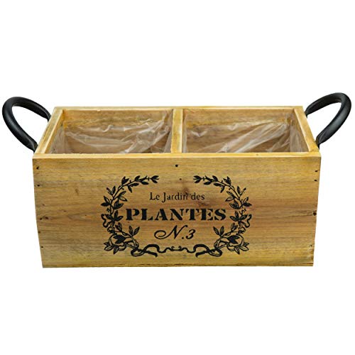 HRB 2-fach Blumenkasten Pflanzen eckig Vintage, Topf mit Innenfolie ideal...