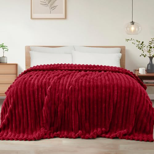 Exclusivo Mezcla Couverture Polaire, Plaid Canapé en Rayé, Couverture de Lit Super Douce en Jacquard, Léger et Moelleux pour Toutes Les Saisons, 220x240CM,...