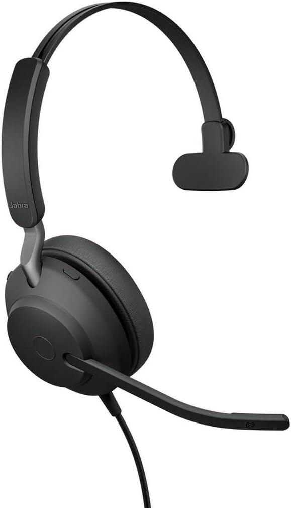 Evolve2 40 PC Headset – Noise Cancelling UC Certified Mono Headphones With 3-Microphone Call Technology – USB-A Cable – Black