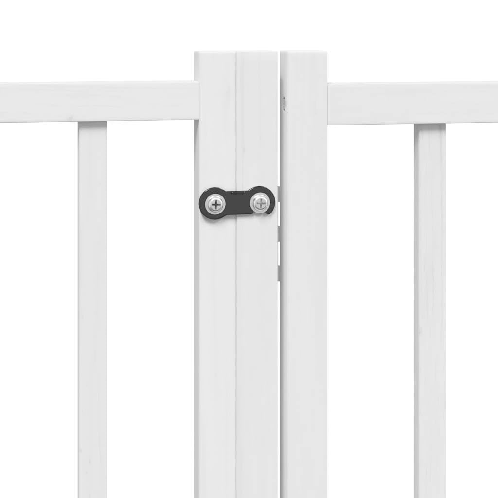Puerta plegable para perros (6 piezas, madera de abeto maciza, 300 cm, con puerta, independiente, con patas de apoyo, ideal como barrera, protección y seguridad para perros y cachorros)