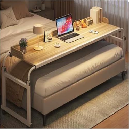 LIJBDDM Escritorio Ajustable En Altura,Genérico Mesa De Cama con Ruedas para Computadora Portátil Escritorio sobre Cama(Color:Madera)