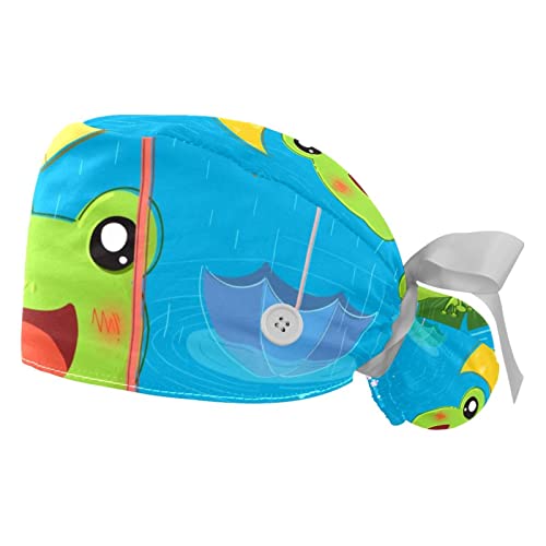 Chapeaux bouffants Grenouille Mignonne JDEZ (Lot de 2) : Casquettes de Travail Ajustables