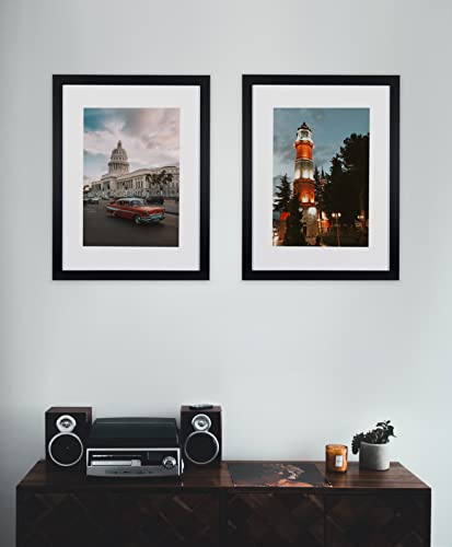 Black Wooden Picture Frame 12x16 with Mount for A4 print, Set of 2,12x16 Inch - Image 3