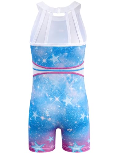Image of HOZIY Leotards for Girls Gymnastics Kids Children Biketard Snowflake Ribbon Blue Purple Hot Pink Sparkle