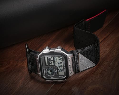 Image of Quick Release Watch Band Strap for Casio F-91W F-94W F-105W F-84W W-735H W-800H SGW-300H SGW-400H A158WA AE-1000W,18mm Leather Hook & Loop Casio strap
