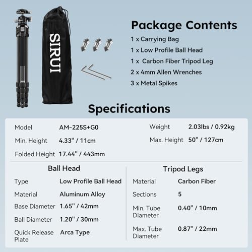 SIRUI AM-225S+G0 Travel Tripod