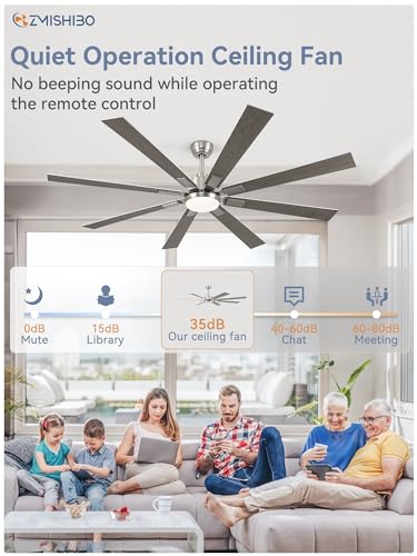 Image of ZMISHIBO 72 inch Brushed Nickel Modern Ceiling Fans with Lights and Remote, Indoor /Outdoor Ceiling Fan for Living Room Patio, 6 Speed Reversible Quiet DC Motor, 3 CCT, Dual Finish Blades