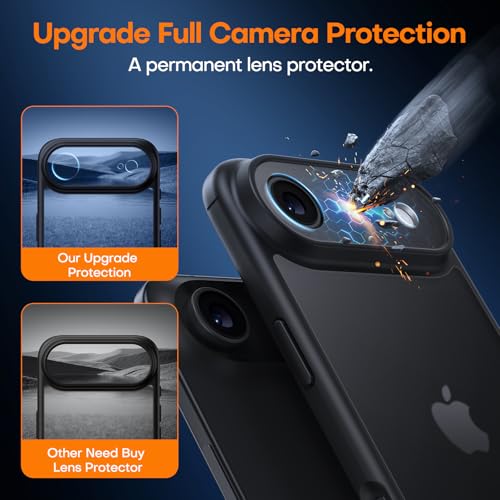 Image of TAURI for iPhone Air Case, with Screen Protector, Matte Black | Full Camera Protection, Anti-Yellowing Military-Grade Protection Shockproof Slim Phone Case for iPhone 17 Air
