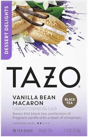 Tazo Dessert Delights Tea Vanilla Bean Macaron Sugar and Calorie Free 15 Count