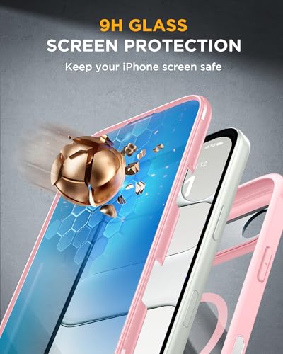 Image of Miracase Magnetic for iPhone Air Case 6.5 inch [Compatible with MagSafe] Full-Body Phone Case with Built-in Glass Screen Protector & Camera Control,Drop Proof iPhone 17 Air Case Cover, Pink