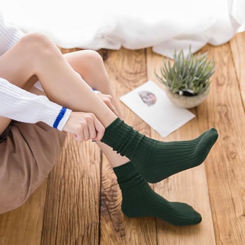 Image of Women Crew Dress Socks Cotton Solid Color Slouch Sock for Dressy Shoes 5 Pack