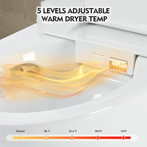 Inodoro inteligente alargado con bidé, asiento calefactable y secador de aire cálido, control remoto con múltiples modos de lavado y tapa de cierre suave miniatura 5