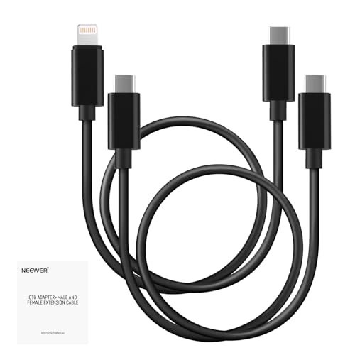 NEEWER 2 Pack OTG Cable Set, USB C to C & USB C to iOS, Male to Male DAC Audio Output Cable Compatible with iPhone iPad Android MacBook Laptop PC, 18'/45cm, LM6