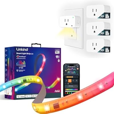 Linkind Matter Smart Plug with LED Night Light and LED Strip Lights RGB 10ft Compatible with Alexa and Google Home