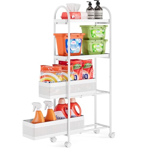 KINGRACK 4-Tier Slim Storage Cart with Pull...