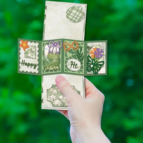 GLOBLELAND Matrizes de corte de cartão 3D dobradas de metal retrô em camadas com moldura de etiqueta