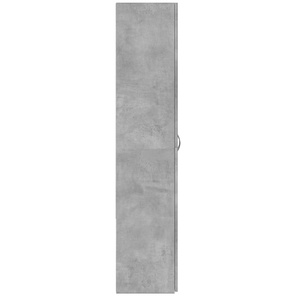 Armadietto in legno grigio cemento, 60 x 32 x 153 cm, con 4 scomparti, chiudibile, per ufficio, casa, studio, documenti, cartelle, cartelle sospese, durevole e stabile
