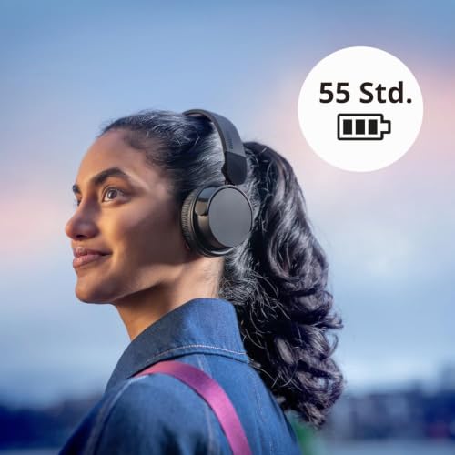 PHILIPS TAH4209WH Leichter ohraufliegender kabelloser Bluetooth-Kopfhörer mit passiver Geräuschisolierung – 55 Stunden Spielzeit… – Ansicht 5