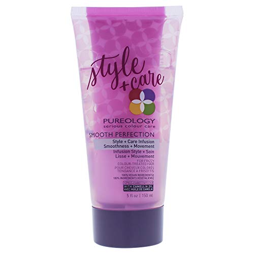 Pureology Smooth Perfection Style & Care Infusion | Anti-Frizz Smoothing Cream-Gel | For Coarse Hair | Vegan | 5.0 oz.