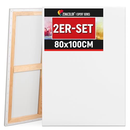 Zenacolor Leinwand Zum Bemalen 80x100 - Set aus 2 Canvas - Geeignet für alle Arten von Farben auf Leinwänden