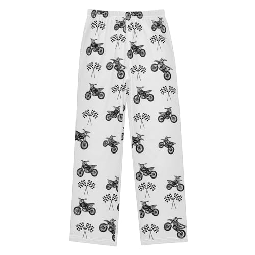 Motocross Racing Flag Pajama Lounge Pants with Pockets Sleepwear Soft Elastic Waist PJ Bottoms 6-14 Years