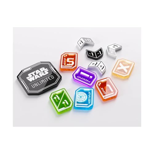Star Wars: Unlimited Premium Tokens PRO - Enriquece el juego con juego de fichas acrílicas de doble cara, 55 piezas, incluyendo contadores de daños, escudo y modificadores, fabricado por Gamegenic