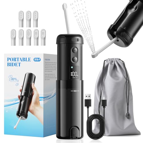 Wisada Po Dusche Elektrische mit LED Display, Wiederaufladbar Reise Tragbares Bidet 250ml Intimdusche & Analdusche mit Druckregulierung für Sanfte Körperpflege, Wochenbettzeit Pflege