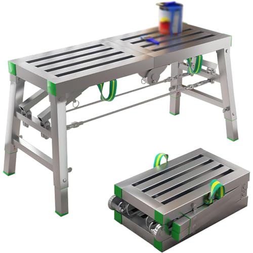 Andamio Plegable de Alta Resistencia con trampilla, Capacidad de 880 Libras, Plataforma de Trabajo de Altura Ajustable, andamio portátil de Acero galvanizado para Pintura y Mantenimiento de