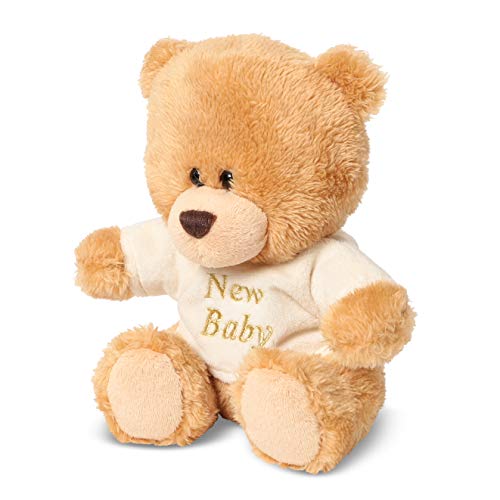 Baby Box Shop Small Brown Teddy Bear - Newborn Gift Plush Soft Toy Bear with Embroidered T-Shirt