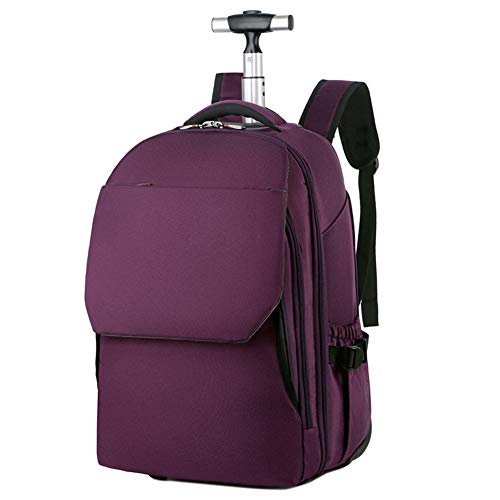 Preisvergleich Produktbild MYALQ Handgepäck Rollkoffer Rucksack Trolley Rolling Rucksack Schultasche Rolllrucksack für Reisen, Schule und Ausflüge,Lila,S