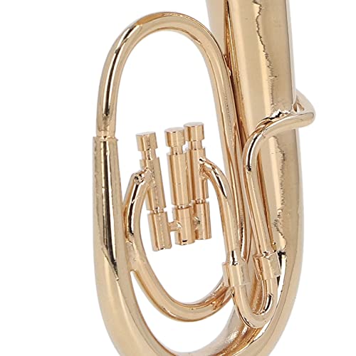 Mini tuba en laiton plaqué or avec base | Splendide décor de bureau - 5