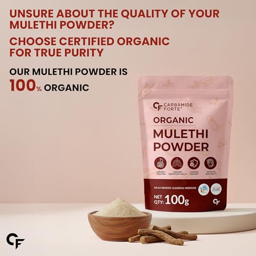 Image of Carbamide Forte Licorice /Mulethi Powder Organic | Mulethi Powder for Face Pigmentation | Yashtimadhu Powders Supports Digestion, Respiratory & Immunity | Natural Herb for Skin & Wellness - 100g
