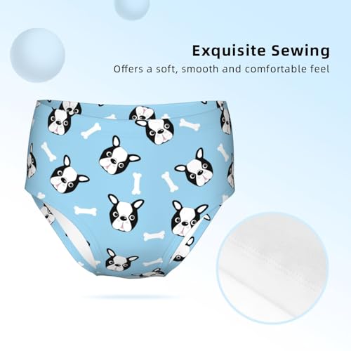 Boston Terrier And Bone Girls' Underwear Soft Cotton Little Girls Panties Comfort Briefs3