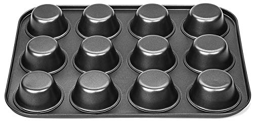 Foto von DIVCHI 12er-Muffinform, antihaftbeschichtet – BPA-freie Cupcake-Form, robuste Muffinform zum Backen, spülmaschinenfest, schwarze Cupcake-Backform