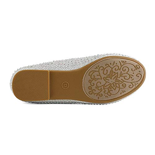Dream Pairs Little Kid Muy-Shine Silver Glitter Girl's Mary Jane Ballerina Flat Shoes - 13 M Us Little Kid #TOP25