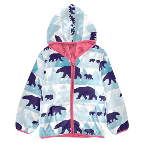 OTVEE Cute Winter Polar Bear Kids Hoodie Jacket Fall Spring Full Zip Warm Outwear Coat