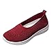 URIBAKY - Zapatillas deportivas de malla de color uniforme para mujer, con zapatillas transpirables, transpirables, suaves y cómodas, para exteriores, fitness, senderismo, rojo, 38 EU