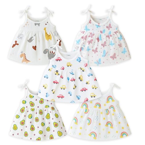Image of Kidbea Baby Girl Dresses | Muslin Frock for Girls Summer Wear | Soft Breathable Cute Printed Frock with Tie-Up Closure