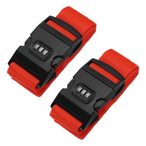 Image of PATIKIL Luggage Straps, 2 Pack Suitcase Straps Adjustable Luggage Belts Strap with Combination Lock for Luggage Suitcases Travel, Red