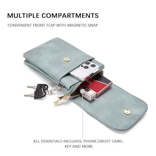 Image of BOSTANTEN Vegan Leather Small Crossbody Bags for Women Designer Cell Phone Bag Wallet Purses Adjustable Strap, Denim Blue, Small, Crossbody Bag