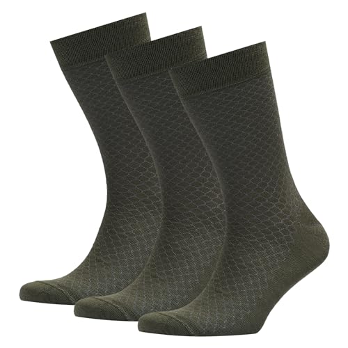 VRD Bamboo Mens Dress Socks for Men, 3-Pack, Green, Khaki, Olive Crew Length Mid-Calf Socks, Mens Shoe Size 8-13