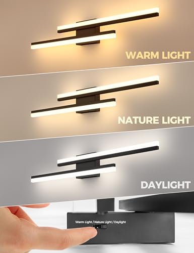 Image of L LOHAS LED Bathroom Vanity Light Bar Over Mirror 3CCT 32Inch Modern Black
