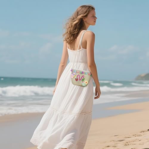 Bolso tote pequeño de paja tejido para playa verano miniatura 6