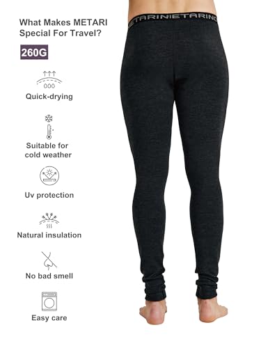 METARINO 100% Merino Wool Base Layer Men Pants -Midweight Thermal Underwear Bottoms for Skiing,Hiking,Cycling,Sports2