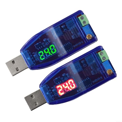 2 módulos reguladores de voltaje convertidores USB CC-CC, fuente de alimentación ajustable de 1 a 24 V con pantalla LED para convertidor de impulso de aumento/bajada, entrada de 5 V 3 W máx