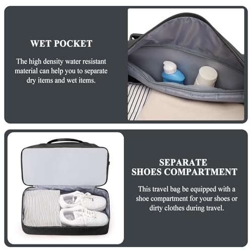 SYCNB Weekender Bags for Women,Personal Item Travel Bag with Shoes Compartment,Overnight Travel Duffel Bag,Gym Bag，Black4