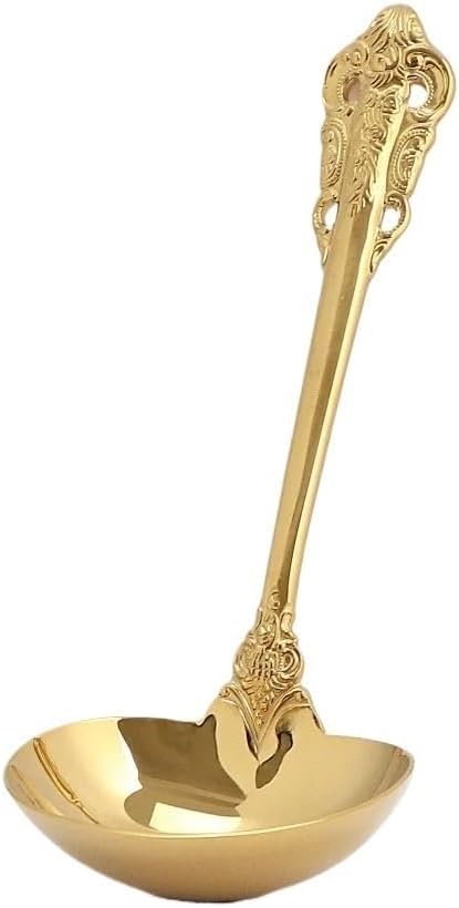 GLigeT Soup Ladle 1 Piece 304 Stainless Steel Soup Ladle Cooking Tool Kitchen Accessories Gold Scoop Tablewares Gold Plated Soup Serving Spoon Bowl ladle