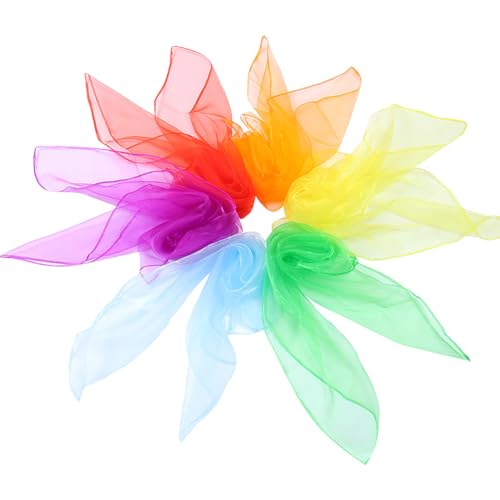 ccHuDE 12 Pcs 60cm Square Dance Scarves Silk Dancing Scarves Play Juggling Scarves Magic Trick Scarves Scarf Props for Toddlers