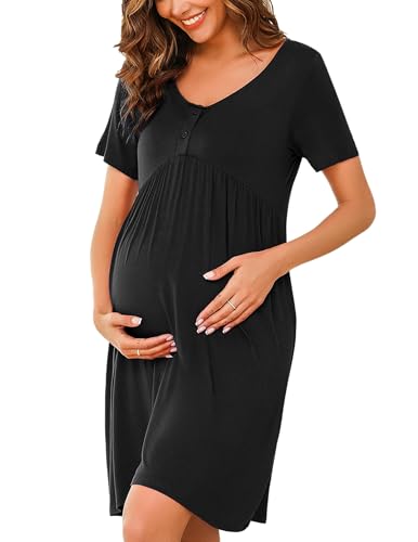 Ekouaer Stillnachthemd Damen Nachthemd mit Stillfunktion Nachthemd...